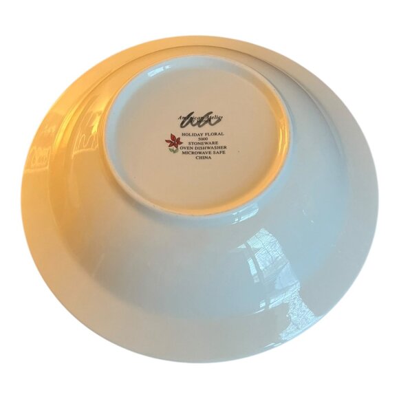 American Atelier Christmas Floral Design 2 Piece Serving Platter 12", Bowl 9.5" - Picture 6 of 7